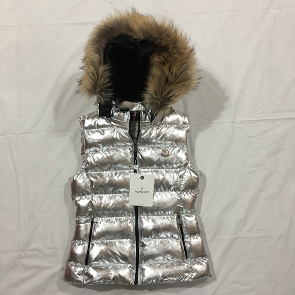 Moncler Jackets & Blazers - Women's Moncler Fox Fur ZIPPER Hoodie Silver Vest Moncler Jackets & Blazers - Women's Moncler Fox Fur ZIPPER Hoodie Silver Vest